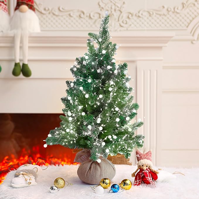 Copper Wire Firecracker Christmas Lights, 26FT 400LED Plug-in Twinkle Cluster Fairy Lights for Christmas Tree with Remote for Bedroom Dorm Wreath DIY Wedding Christmas Decoration