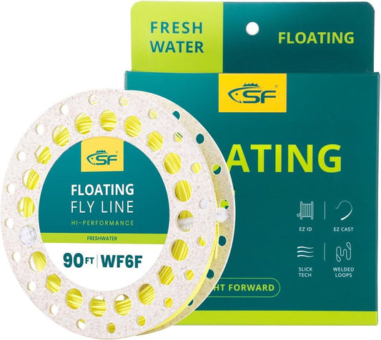 Fly Fishing Line - Weight Forward Floating Lines with Two Welded Loops | 90FT Multi-Color for Trout (WF2-9F)