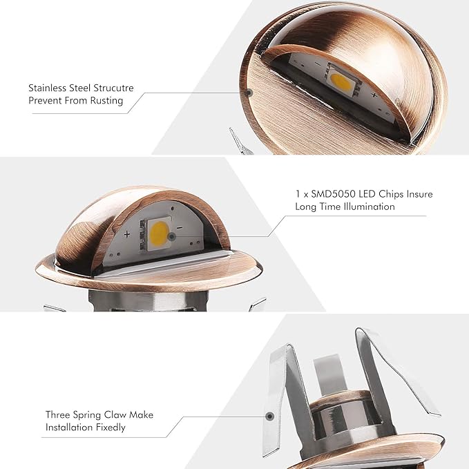 LED Stair Light Low Voltage Waterproof IP65 Outdoor F1.38 Wood Recessed LED Deck Lighting Yard Garden Patio Step Landscape Pathway Decor Lamp, Bronze (30pcs,Warm White)