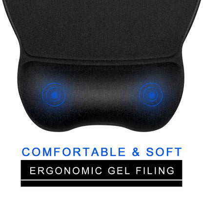 JIKIOU Ergonomic Mouse Pad with Gel Wrist Support, Comfortable Mousepad with Smooth Wrist Rest Surface and Non-Slip PU Base for Pain Relief Computer Laptop Office Home Black, 9.2 x 8.1 in