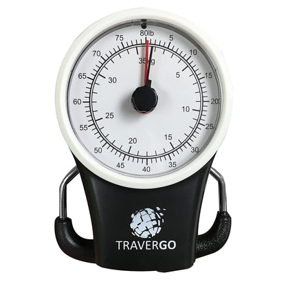 GoGreen Power (TR1300BK) Analog Luggage Scale with Hook, Analog Weighing Scale for Luggage with Built-in Measuring Tape, Weighs Luggage Up to 80 lbs / 36.28 kg, Black
