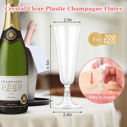 SUREHOME Pink Champagne Flutes Plastic Champagne Glasses Disposable Mimosa Glasses 40 Pack 5 Oz Acrylic Stemware Cocktail Cups Bulk for Valentines Wedding Toasting Engagement Party Supplies