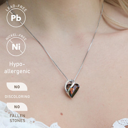 Leafael Valentine's Day Gift Necklaces for Women, Infinity Love Birthstone Heart Crystal Pendant, Birthday Anniversary Jewelry for Wife, Mom, and Her, Silver Plated, 18" + 2" Adjustable Chain