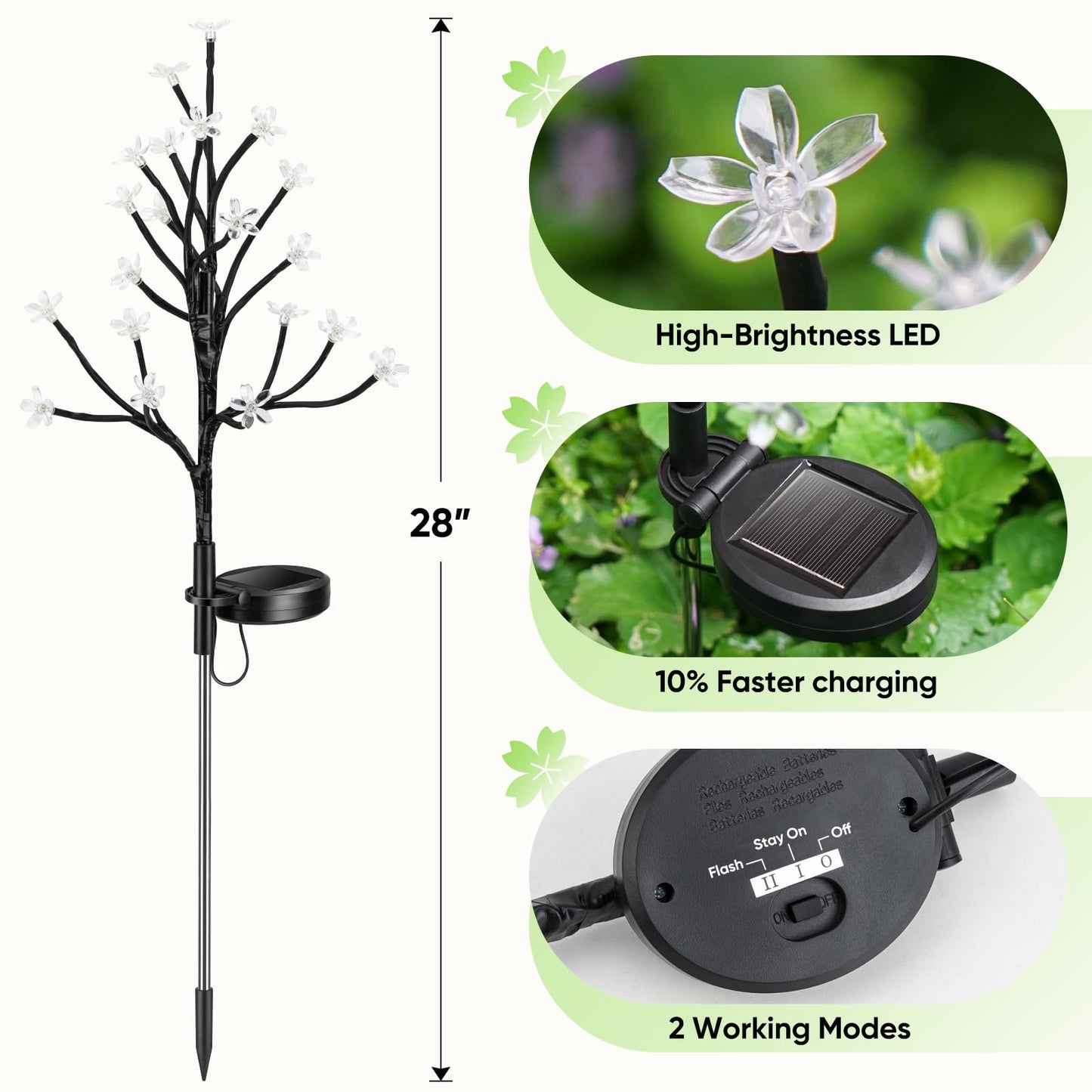 IUEECEN Solar Garden Lights Garden Decor, Solar Flowers Lights Outdoor Decorative,2Pack 40LED Solar Lights Outdoor Garden Waterproof for Outside Yard,Lawn,Patio,Pathway Decorations Gardening Gifts