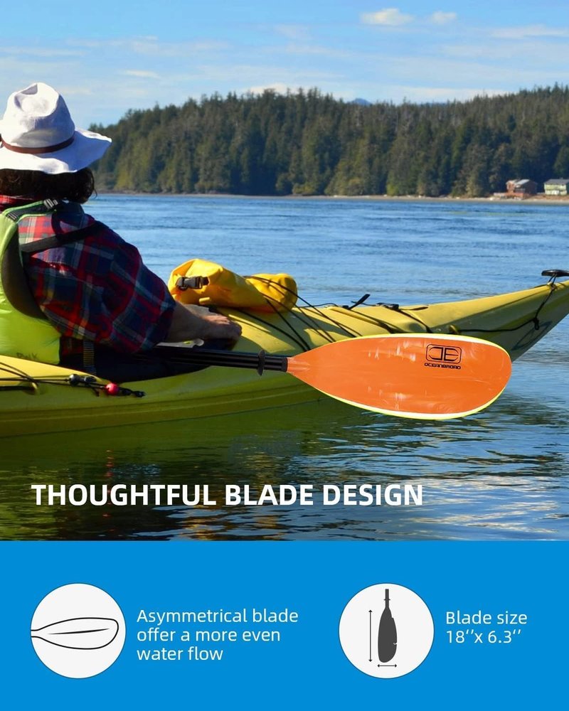 Adjustable Fishing Kayak Paddle - 94in to 102in Aluminum Alloy Shaft with Paddle Leash