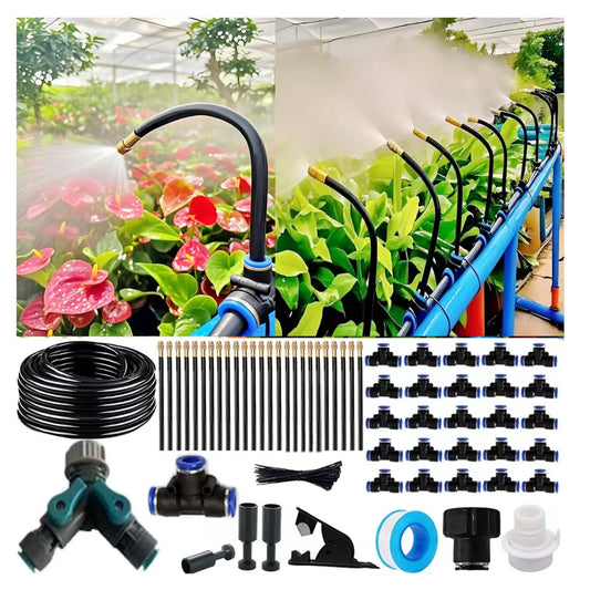 Drip Irrigation Kit Automatic Watering System for Potted Plants, 360 Degree Adjustable Copper Micro Sprinklers, Quick Connect Tubing Fittings for Garden, Lawn, Patio, Balcony (100 FT)