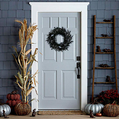 MOVINPE Black Feather Wreath - 14.9'' Natural Cocktail Feather Wreath, Halloween Photo Props, Front Door Decor Witch Spooky Scene Party Decorations