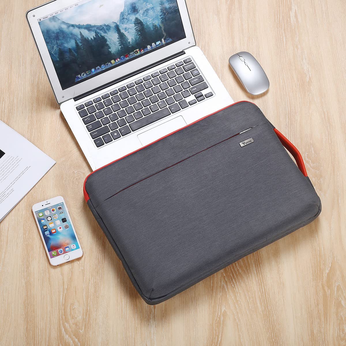 Voova 360°Protective Laptop Sleeve Case 15.6 inch, Waterproof Slim Computer Cover Bag with Handle Compatible with MacBook Pro 16, 15.6”-16” HP Acer Lenovo Asus Dell Laptop, Grey