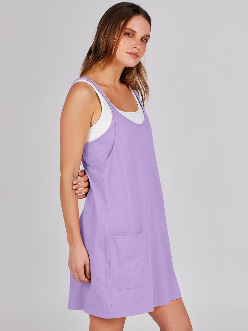 ANRABESS Women Athletic Dress Summer Tennis Workout Active Sports Mini Romper Dress Built in Shorts Travel Vacation Clothes Purple X-Large