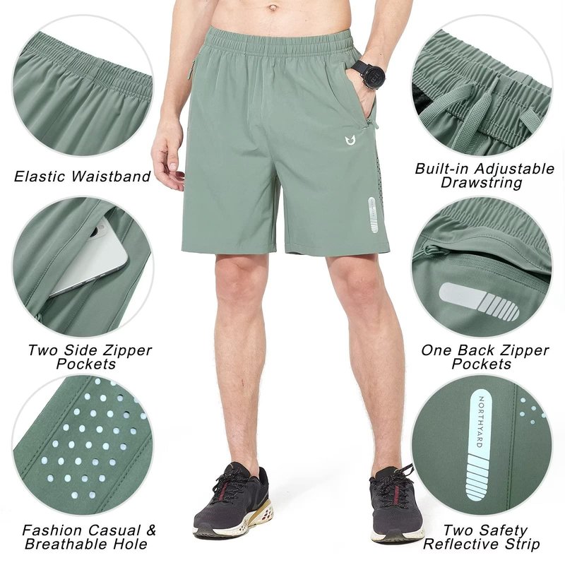 NORTHYARD Men's Athletic Running Shorts Gym Workout 7"/9"/5" Quick Dry Lightweight Sports Basketball Tennis 3 Zipper Pockets LODENFROST 3XL
