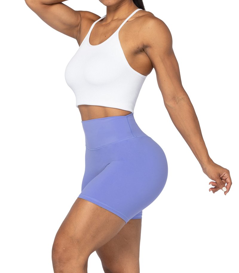 Sunzel 5" High Waist Biker Shorts for Women No Front Seam Soft Yoga Workout Gym Bike Shorts Tummy Control Squat Proof Purple