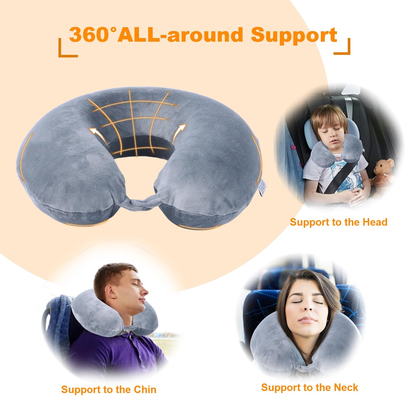 Travel Pillow,100% Pure Memory Foam U Shaped Neck Pillow,Super Lightweight Portable Headrest Great for Airplane, Car,Home,Office,Sleeping Rest (Grey)