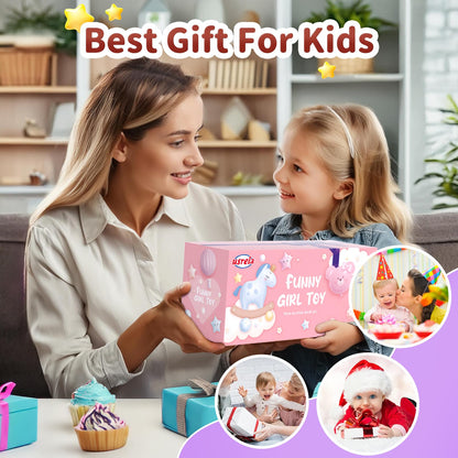 usrela Toys for 1 2 3 Year Old Girl Truck, 7-in-1 Girl Carrier Truck Car with Light & Sound, Toddler Girl Car Toys Age 1-3 2-4, Unicorn Toy Cars for 1 2 3 Year Old Girls Birthday