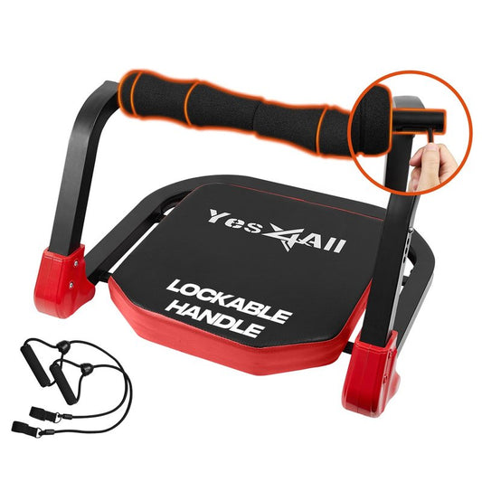 Yes4All Ab Crunch Machine For Total Body & Core Abdominal, Situp Lockable With Ergonomic Foam Handle & 2 Resistance Bands