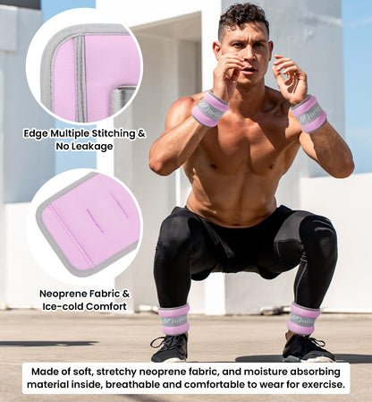 Ankle Weights, Wrist Leg Arm Weights for Women Men Kids Child with Adjustable Straps,A Pair of 1LBS(0.5LB Each Weight) Strength Training Weighted for Jogging, Running, Walking, Fitness, Light Purple