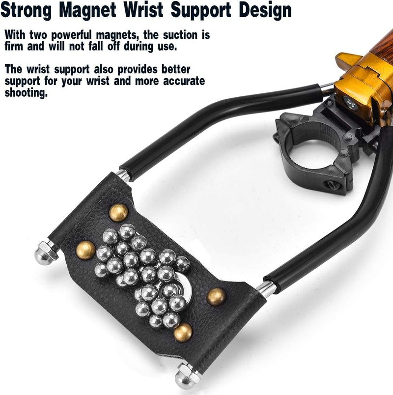 NOBONDO Strong Folding Slingshot - Powerful Adjustable Catapult with Wrist Brace & 100 Ammo Balls | Ideal for Hunting & Survival