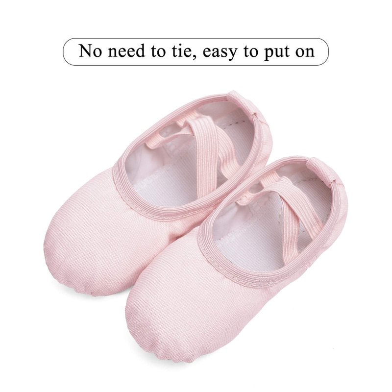 Stelle Canvas Ballet Shoes Toddler Girls Ballet Slippers No-Tie Boys Dance Shoes(Ballet Pink,6MT)
