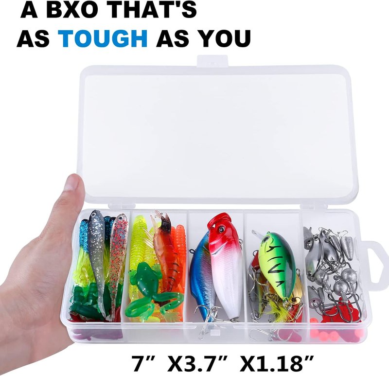 Fishing Lures Kit - 292-Piece Tackle Box with Crankbaits, Hooks & Weights | Perfect Gift for Men - Bass & Trout Fishing