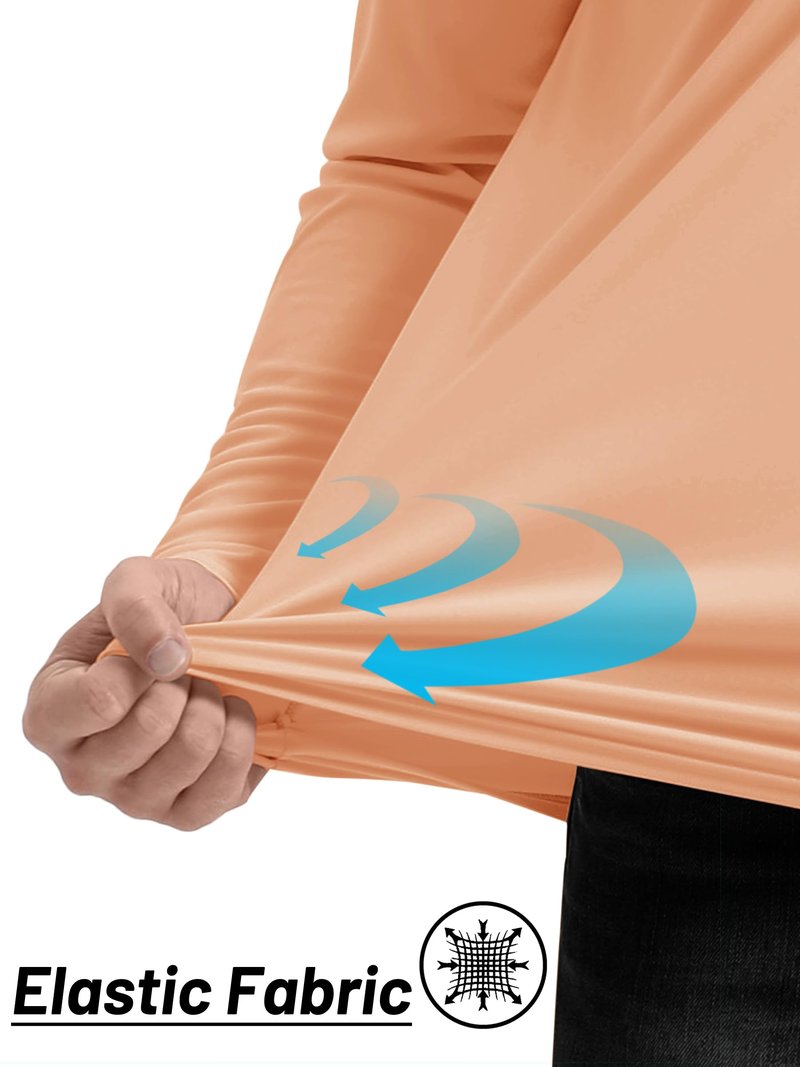 TACVASEN Long Sleeve Rash Guard 1/4 Zip Pullover Mens Workout Beach Shirts for Men UPF 50+ Sun Protection Athletic Shirts Apricot