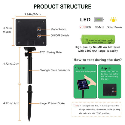 Extra-Long 144FT Solar String Lights for Outside, 2 Pack 400LED Solar Fairy Lights Outdoor, Waterproof Copper Wire with 8 Modes Twinkle Lights for Tree Garden Party Xmas Wedding Decor (Warm White)