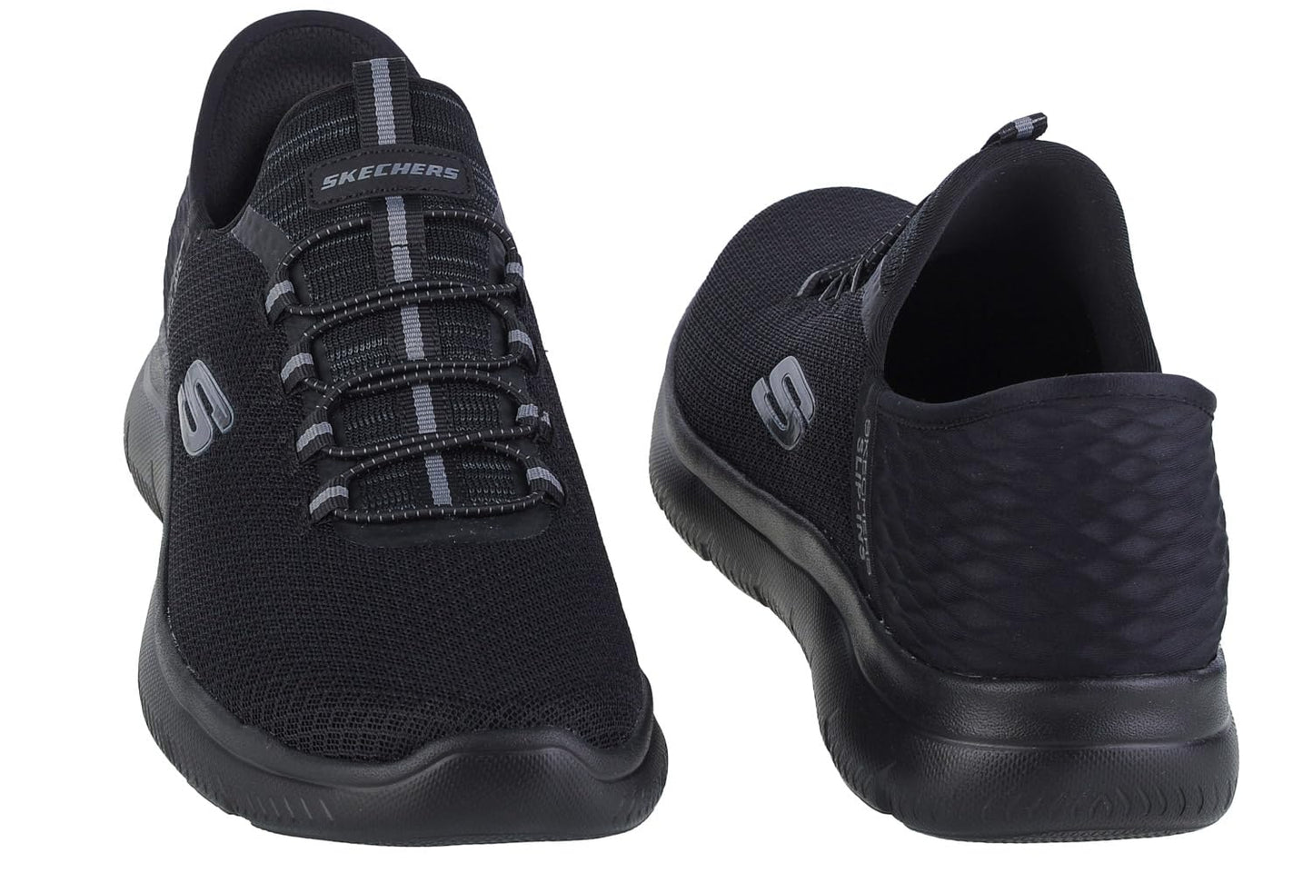 Skechers Men's Summits HIGH Range Slip-On, Black Mesh Trim Black, 10 UK
