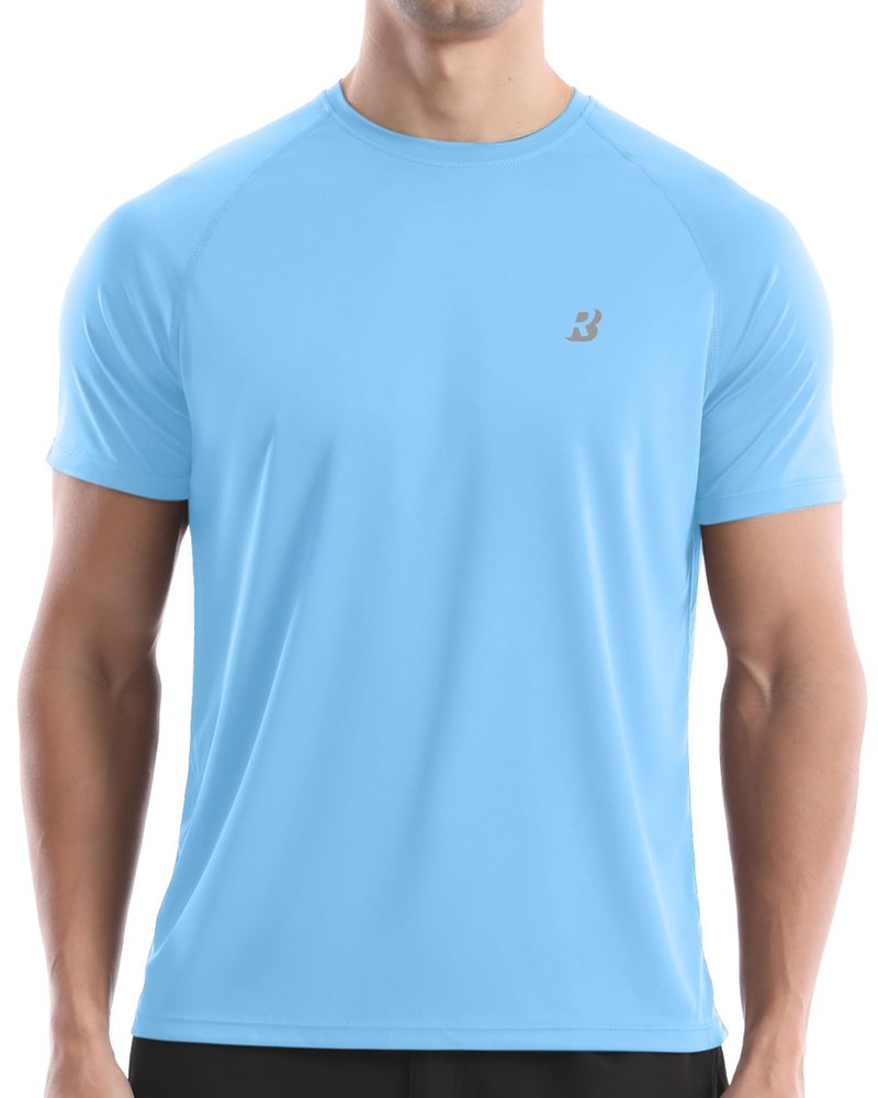Roadbox Men's Rash Guard Short Sleeve, UPF 50+ UV Sun Protection Swim Shirts, Quick Dry Lightweight Water Surf Beach T-Shirt
