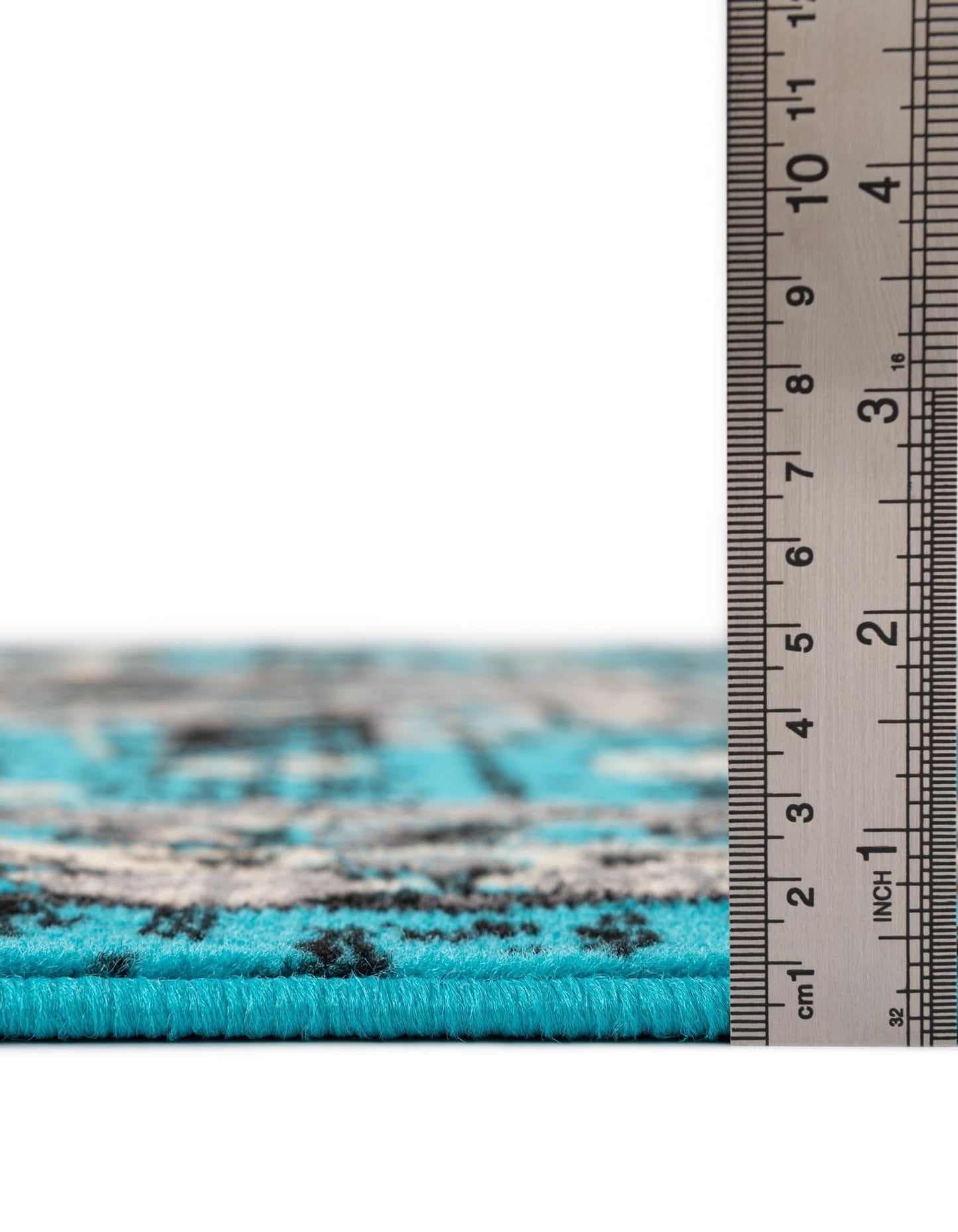 Unique Loom Taftan Collection Border Geometric Tribal Inspired Design Area Rug (5' 0 x 8' 0 Rectangular, Turquoise/ Gray)