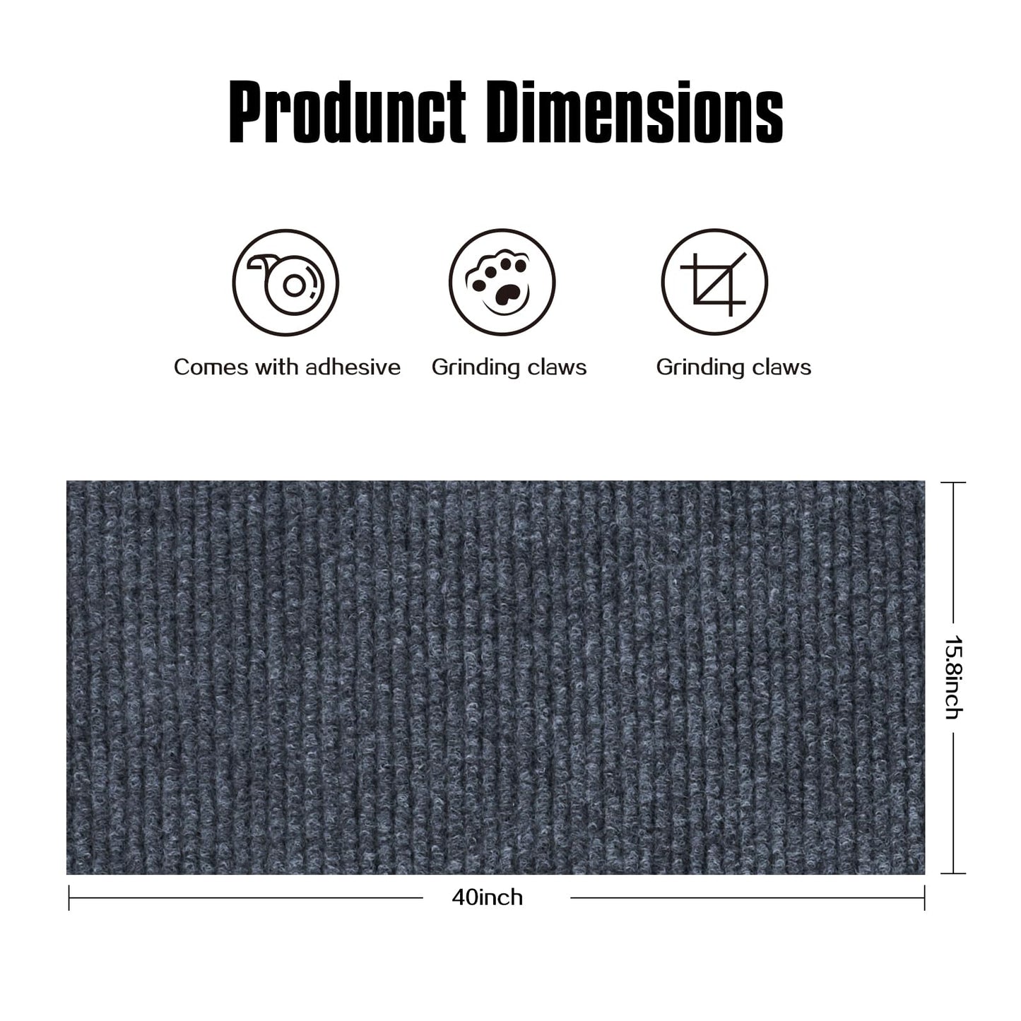 Cat Scratching Mat,Cat Scratch Furniture Protector, Trimmable Self-Adhesive Couch Protector,Carpet Replacement for Tree Shelves, Sofa and Scratching Post (40"x15.8",Dark Gray)
