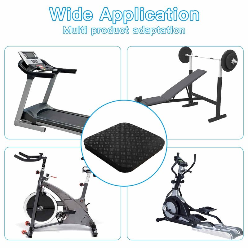 4PCS Non-Slip Treadmill Mat Pads, 4x4 Inch High Density Silicone Exercise Equipment Mat - Double-Sided Anti Vibration Pad for Treadmill, Walking Pad, Exercise Bike, Floor Protection (Square, 4 PCS)