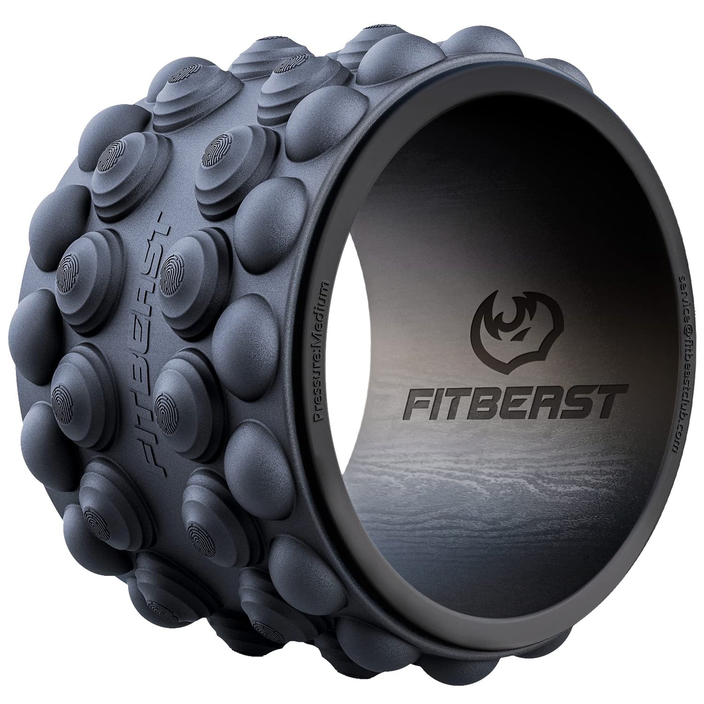 FitBeast Back Roller, Back Wheel Foam Roller - Targeted Muscle Roller for Deep Tissue Massage, Back Stretcher (9'', Black)