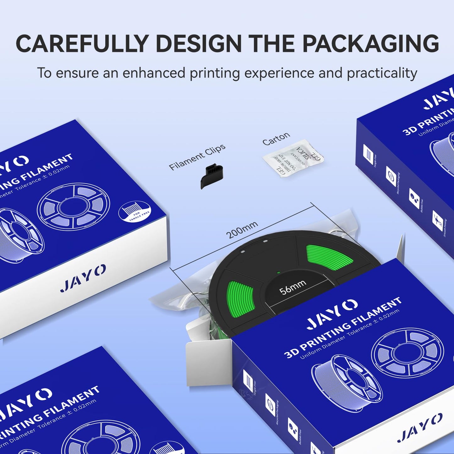 JAYO PLA 1.75mm 1.1KG, Smooth 3D Printer Filament, +/- 0.02mm Accuracy, Neatly Wound, Fits Most FDM Printers, 1.1KG Spool (2.42 LBS), Black