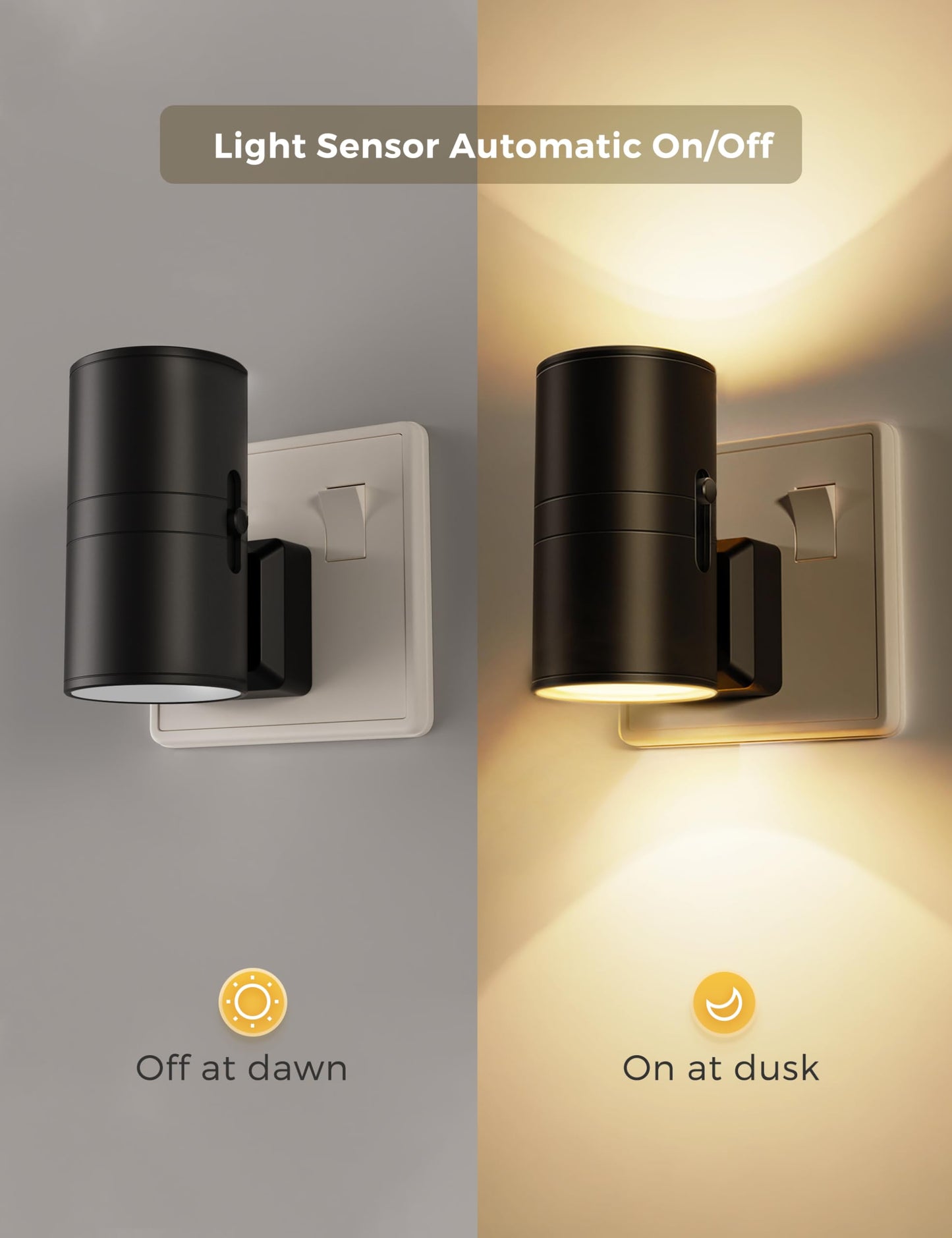 LOHAS-LED Night Light Plug in Wall, Dimmable Night Light with Dusk to Dawn Sensor, [1 Pack] Adjustable Brightness 100LM, Warm White 3000K, Plug in Nightlight for Hallway Bedroom Stair Bathroom Toddler