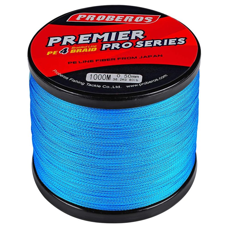 BAIKALBASS Superpower Braided Fishing Line 4 Strands Strong Multifilament PE Braid Wire for Saltwater 328Yard/300M 8LB Blue