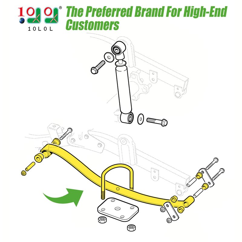 10L0L Heavy Duty Tapered Rear Leaf Springs Kit (2-Leaf) for EZGO RXV 2008-2013 - Includes Bushings, U-Bolts, Nuts, Sleeves - OEM 603498 604494