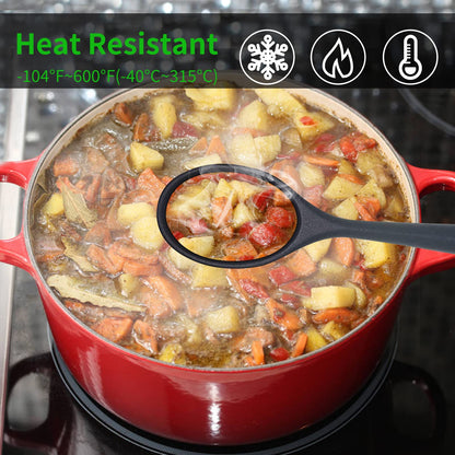 2 Pcs Silicone Nonstick Mixing Spoon, Silicone Spoons for Cooking Heat Resistant, Cooking Utensil for Kitchen Cooking Baking Stirring Serving (Black)