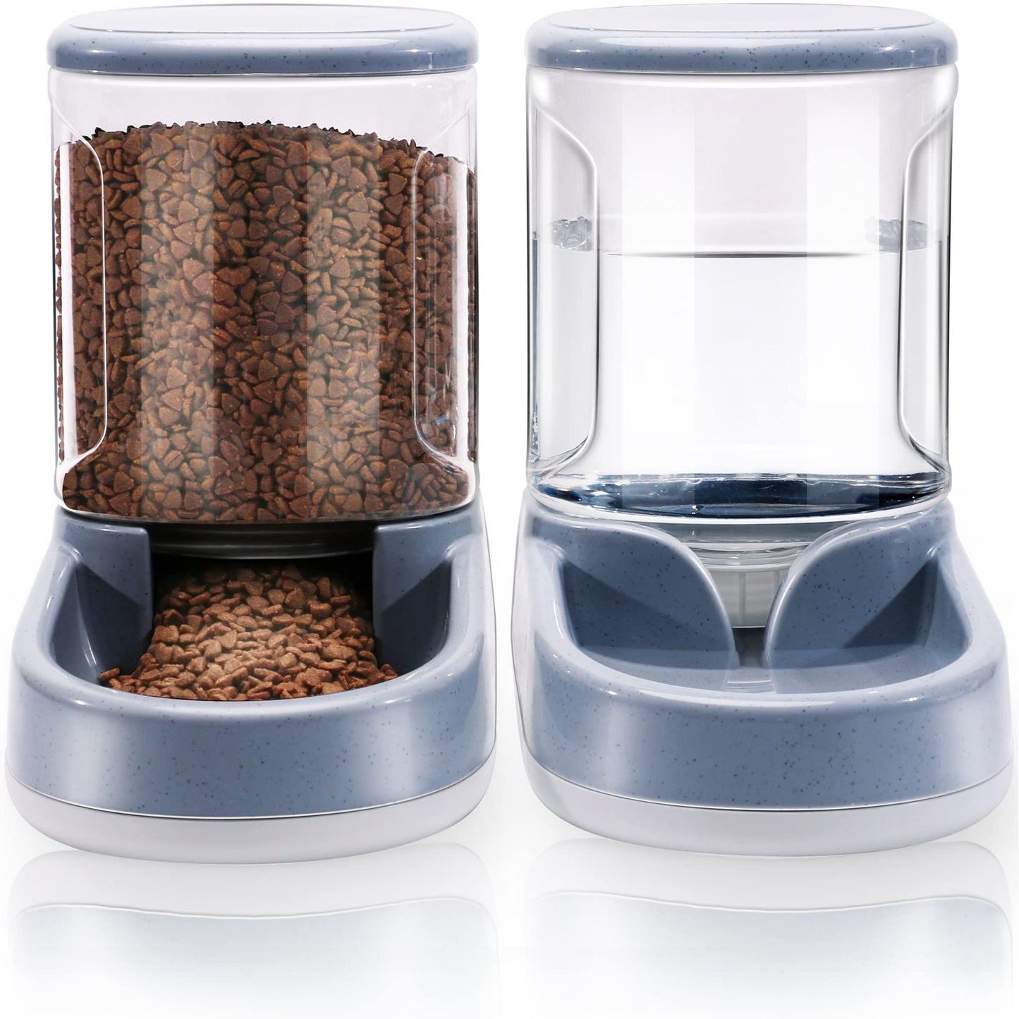 Lucky-M Pets Automatic Feeder and Waterer Set,Dogs Cats Food Feeder and Water Dispenser 3.8L,2 in 1 Cat Food Water Dispensers for Small Medium Big Pets