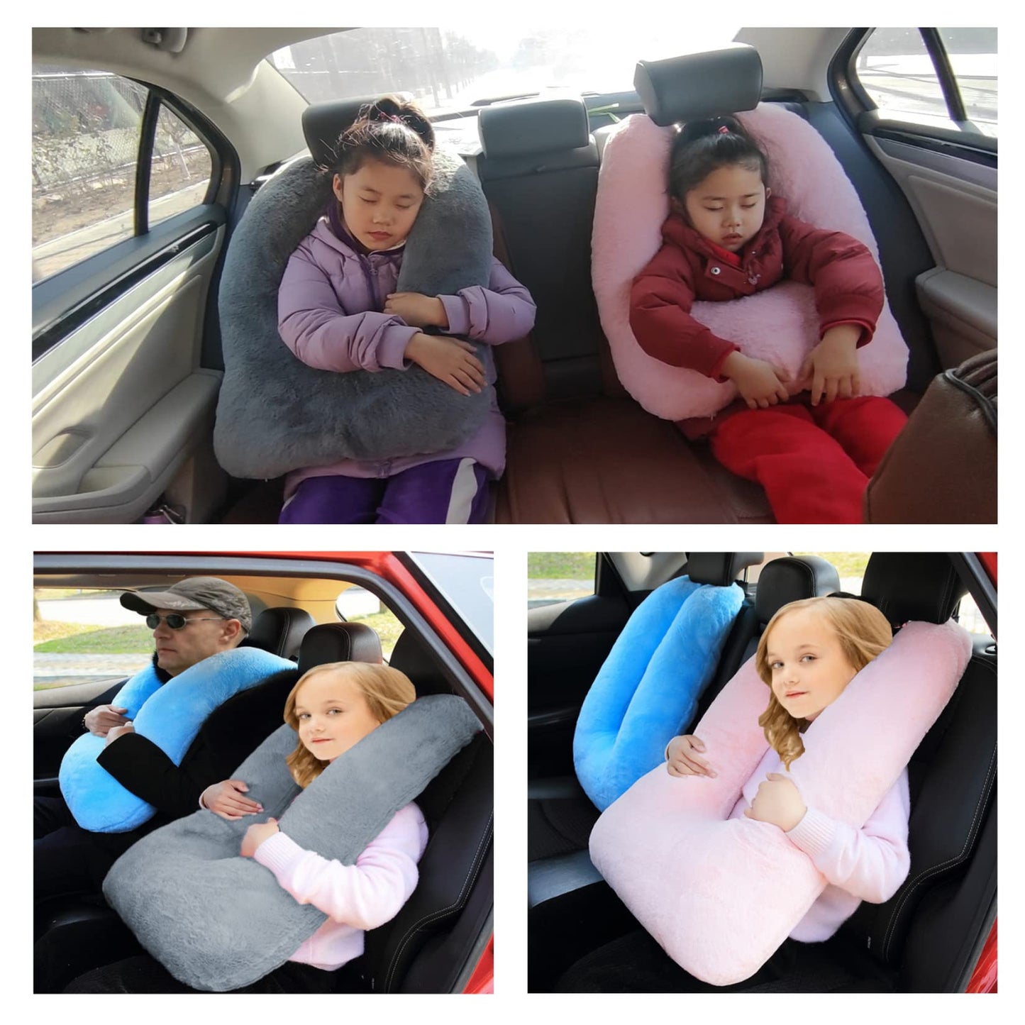 FHSGGP Travel Pillow Car Pillow Kid Car Sleeping The Sleeping Aid for Adults and Kids on Road Trips Kids Travel Pillow Gray