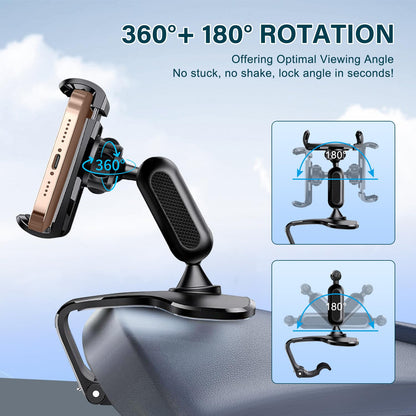 Car Phone Mount,360 Degree Rotation Dashboard Car Phone Holder, Multifunctional car Dash Board Mobile Phone Holder,Universal Dash Clip Cellphone Mount Cell Phone Holder Clip for 4-7 inch Smartphones