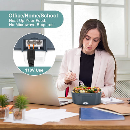 Electric Lunch Box Food Heater, 3 in 1 Ultra Quick Heated Lunch Boxes for Adults, 12V/24V/110V Portable Food Warmer for Car/Truck/Office With Fork Spoon and Insulated Carry Bag