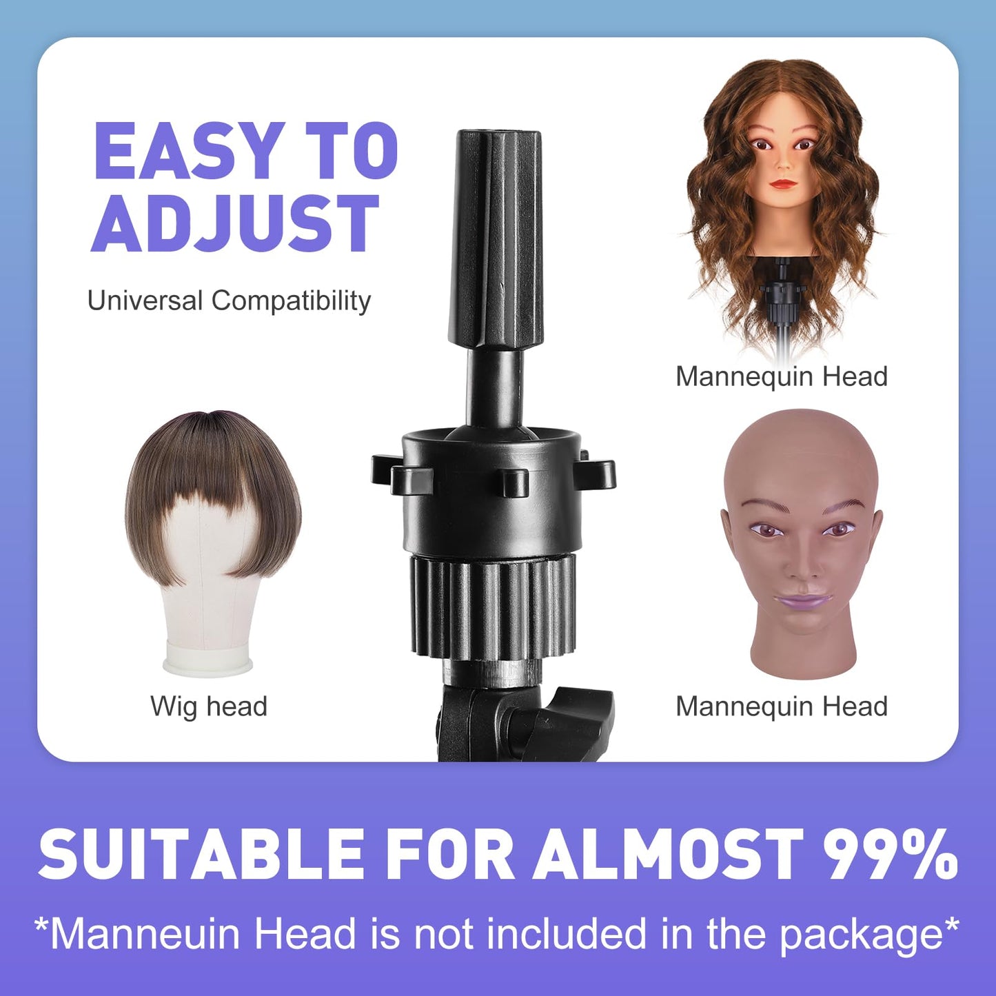 Neverland 63 Inch Wig Stand, Training Head Stands Tripod, Sturdy Metal Hairdressing Doll Mannequin Heads Stand, Canvas Foam Manikin Heads for Wigs, Training and Hairdressing