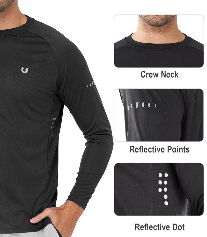 NORTHYARD Men's Sun Protection Shirts UPF 50+ Long Sleeve Swim Rash Guard Shirt Running Workout Athletic Hiking UV Fishing Black L