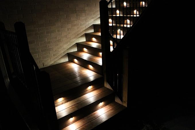 FVTLED Low Voltage LED Deck Lights kit Φ1.38 Outdoor Garden Yard Decoration Lamp Recessed Landscape Pathway Step Stair Warm White LED Lighting, Bronze