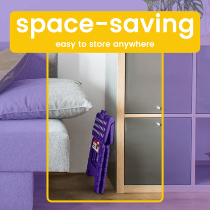 ACSTEP Folding Portable Collapsible Plastic Foldable Step Stool,Non Slip Folding Stools for Kitchen Bathroom Bedroom (Purple)