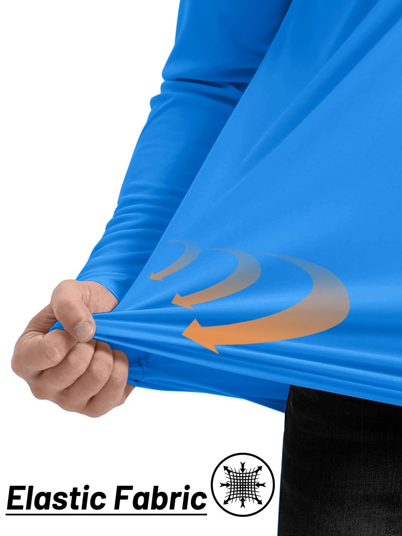 TACVASEN Mens Quarter Zip Pullover Rash Guard Shirt Long Sleeve Swim Dry Fit Shirts for Men Outdoor Shirts for Sun Hiking Shirts Azure