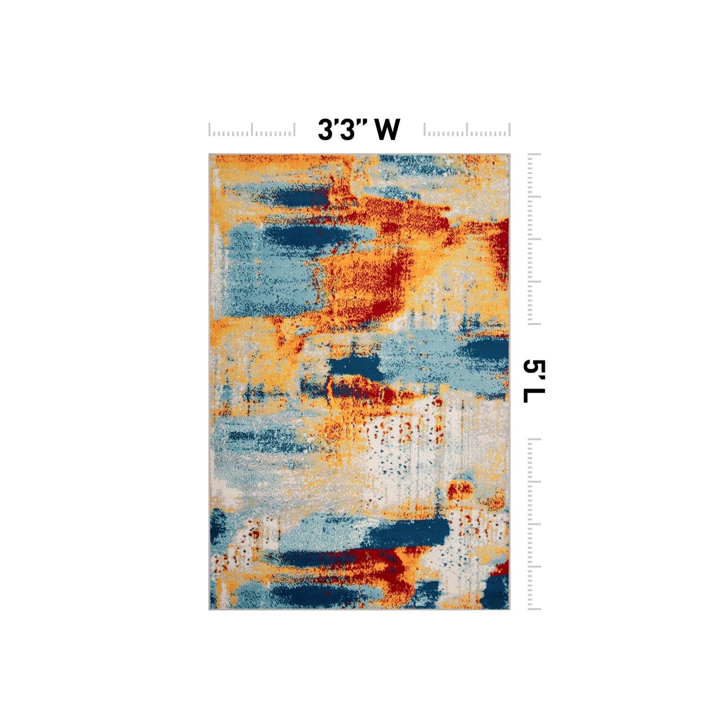 Rugshop Sky Collection Abstract Area Rug, Carpet with Jute Backing for Office or Small Living Space, 3'3" x 5'
