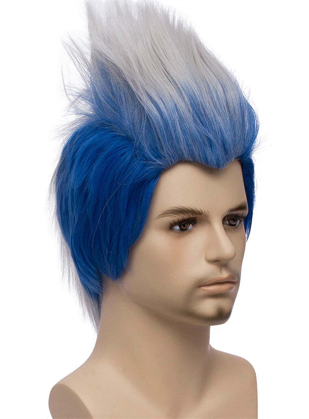 Mersi Men Costume Wigs Cosplay Short Straight Blue Ombre White Wig for Halloween Cosplay Party S043BW