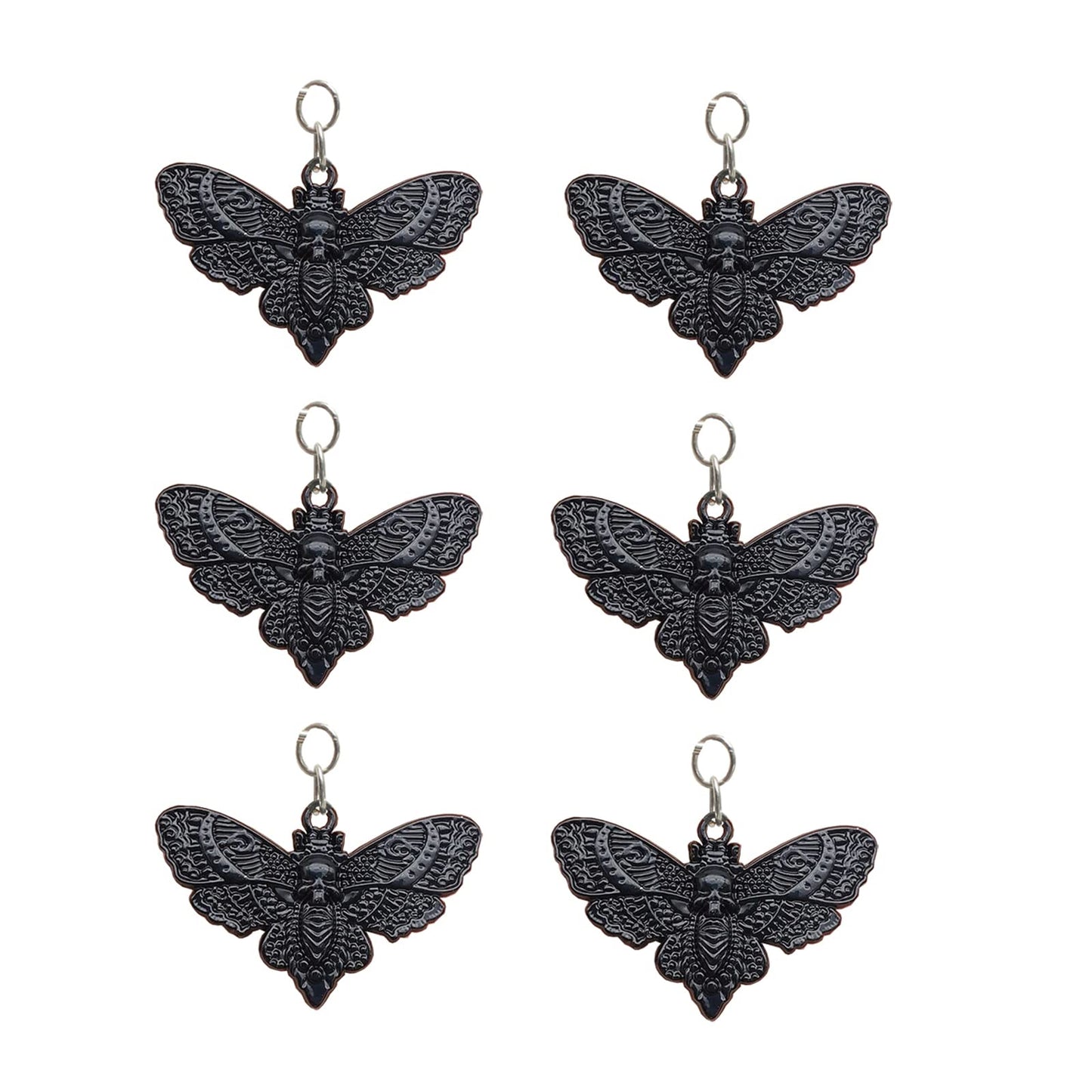 Skull Death's-Head Hawkmoth Shower Curtain Hooks Rings,12Pcs Dead Moth with Skull Face Halloween Rustproof Metal Shower Rings,Gothic Style Insect Theme Home Bathroom Decor