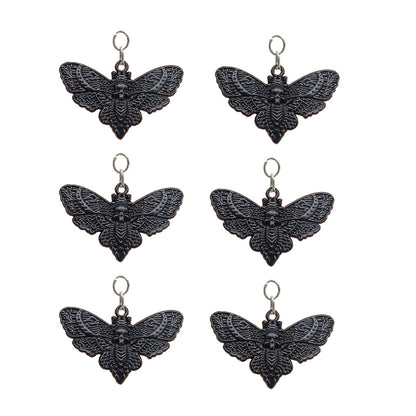Skull Death's-Head Hawkmoth Shower Curtain Hooks Rings,12Pcs Dead Moth with Skull Face Halloween Rustproof Metal Shower Rings,Gothic Style Insect Theme Home Bathroom Decor