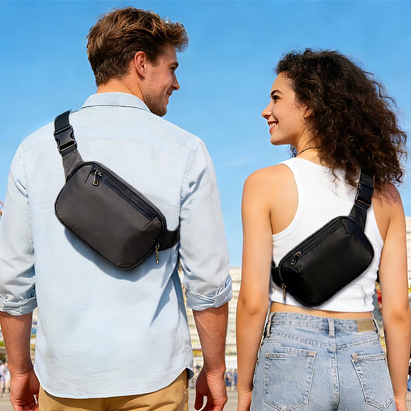 MAXTOP Black Fanny Packs for Women Men Water Resistant Crossbody Bags with 4-Zipper Pockets Adjustable Belt Bag Waist Pack for Travel Running Hiking Sports Casual Easy Carry Any Phones