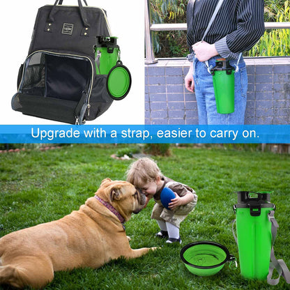 Dog Travel Water Bottle Collapsible Bowls, 2 in 1 Pet Food Container with Collapse Bowls, Outdoor Portable Water Bowls for Walking, Traveling, Camping and Hiking (Orange)